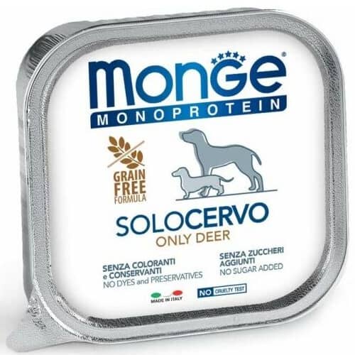 MONGE DOG MONOPROTEIN DEER suņu konservi pastēte Briedis 150g